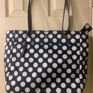 Kate Spade Jae Seaside Dot Large Tote/ Blue And White/excellent Condition